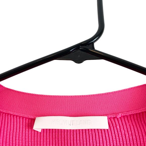 Helmut Lang Essential Crop Button Front Cardigan Sweater Neon Pink-S - Picture 8 of 10
